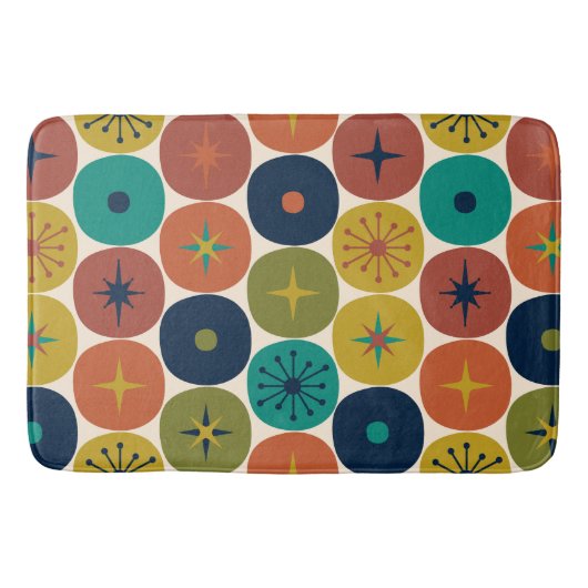Modernes AtomFuture Retro-Muster Mitte des Jahrhun Badematte (Vorderseite)