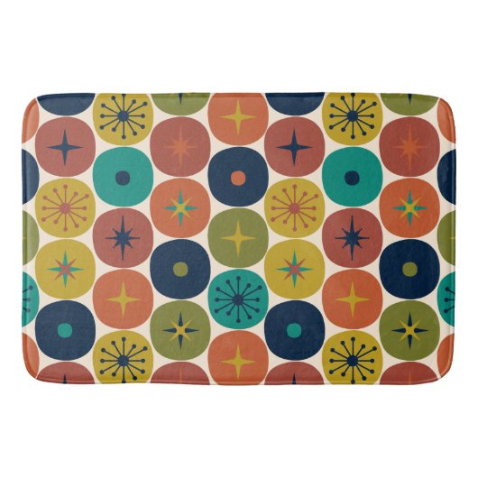 Modernes AtomFuture Retro-Muster Mitte des Jahrhun Badematte (Vorderseite)