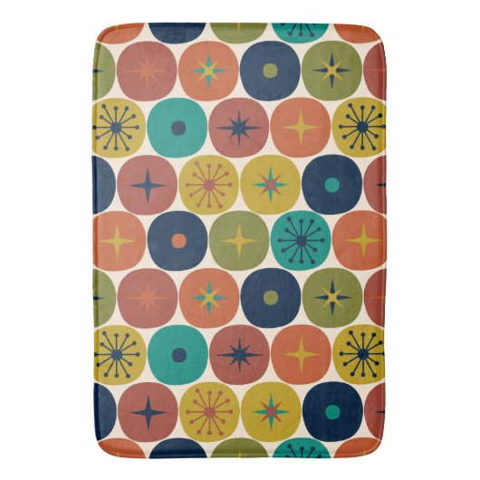 Modernes AtomFuture Retro-Muster Mitte des Jahrhun Badematte (Vorderseite Vertikal)