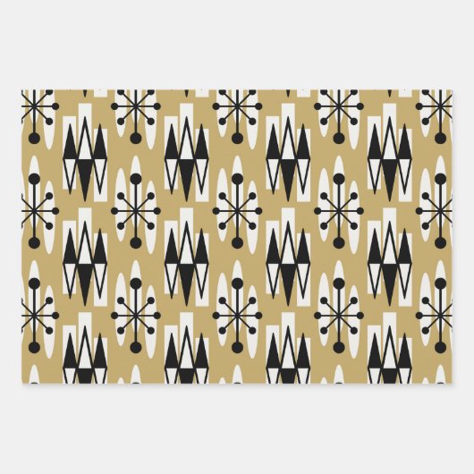 Modernes Atomholzmuster aus dem Mittelalter Geschenkpapier Set (Vorderseite 3)