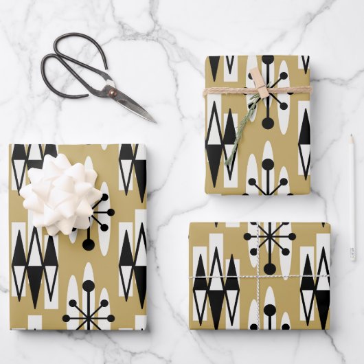 Modernes Atomholzmuster aus dem Mittelalter Geschenkpapier Set (Vorderseite)