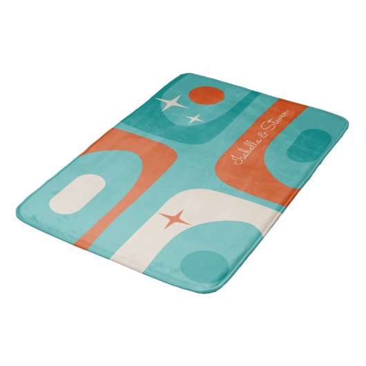 Modernes Atomkern Personalisiert Badematte (Schrägansicht)