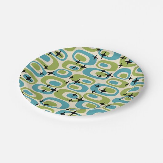 Modernes Atommuster aus dem Mittelalter Pappteller (Schrägansicht)