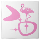 Modernes Atomretro aus dem Mittelalter rosa Flamin Fliese (Vorderseite)