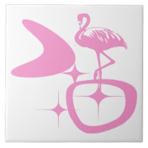 Modernes Atomretro aus dem Mittelalter rosa Flamin