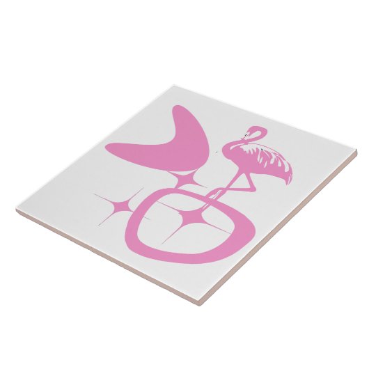 Modernes Atomretro aus dem Mittelalter rosa Flamin Fliese (Seite)