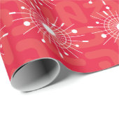 Modernes Atomsnowflake Weihnachten Rotes Jahrhunde Geschenkpapier (Rolleneckpunkt)