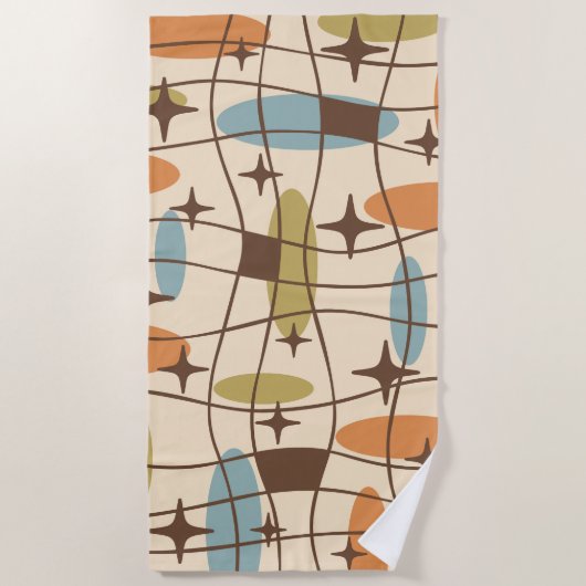 Modernes Atomsurfmuster aus dem Mittelalter Strandtuch (Vorderseite)