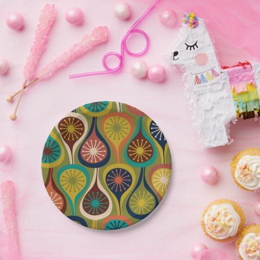 Modernes Atomtropfenmuster aus dem Mittelalter Pappteller (Party)