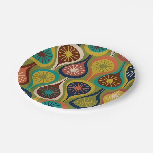 Modernes Atomtropfenmuster aus dem Mittelalter Pappteller (Schrägansicht)