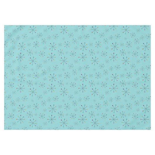 Modernes Atomzeitalter Aqua Blue Muster aus dem Mi Tischdecke (Vorderseite (Horizontal))