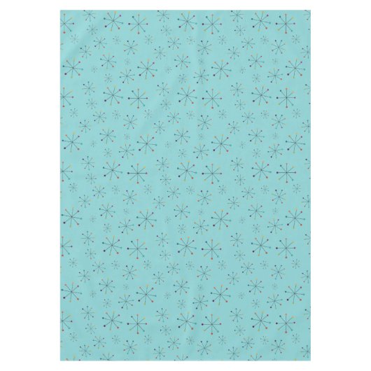 Modernes Atomzeitalter Aqua Blue Muster aus dem Mi Tischdecke (Vorderseite)