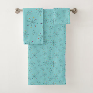 Modernes Atomzeitalter Aqua Blue Pattern aus dem M Badhandtuch Set