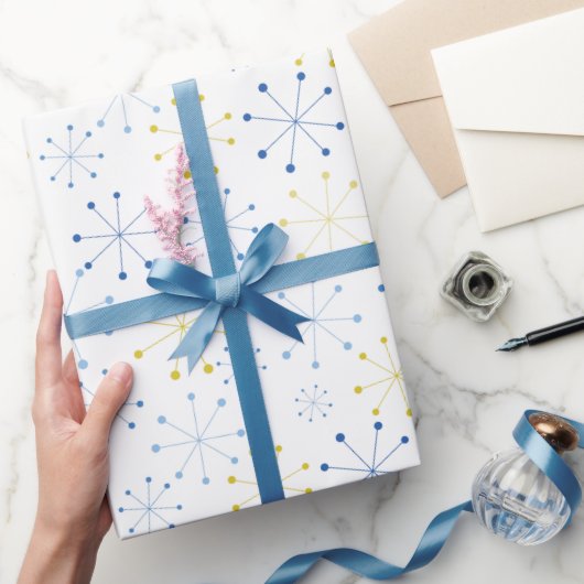 Modernes Atomzeitalter, blau gelb im Mittelalter Geschenkpapier (Schenken)