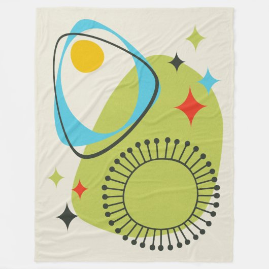 Modernes Atomzeitalter Mitte 14 Grün, Blau Fleecedecke (Vorderseite)