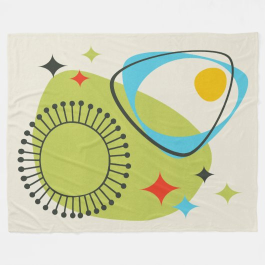 Modernes Atomzeitalter Mitte 14 Grün, Blau Fleecedecke (Vorderseite (Horizontal))