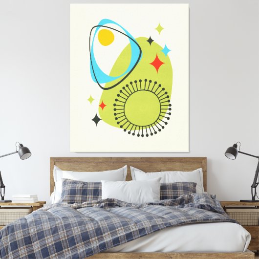 Modernes Atomzeitalter Mitte 14 Grün, Blau Leinwanddruck (Insitu (Schlafzimmer))