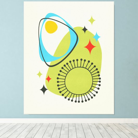 Modernes Atomzeitalter Mitte 14 Grün, Blau Leinwanddruck (Insitu (Holzboden))