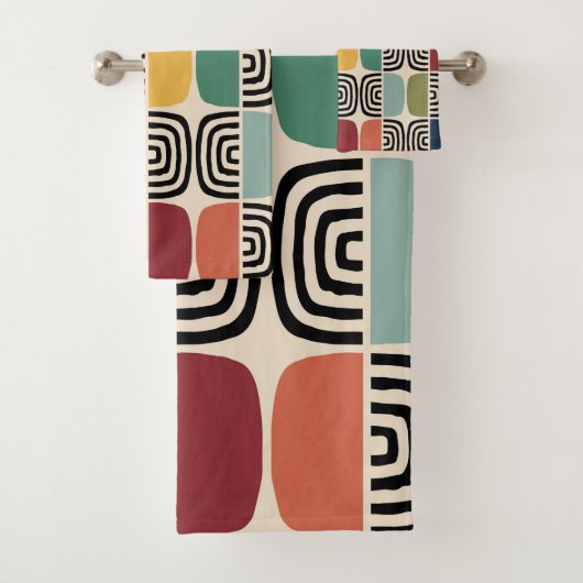 Modernes Atomzeitalter Mitte des Jahrhunderts Badhandtuch Set (Insitu)