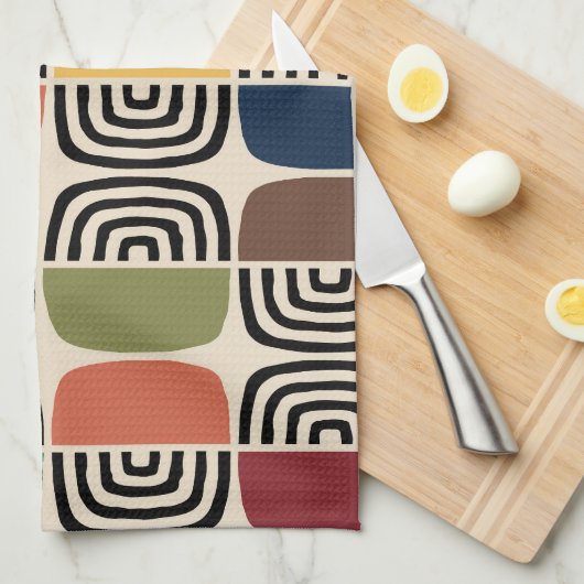 Modernes Atomzeitalter Mitte des Jahrhunderts Geschirrtuch (Viertel Falte)