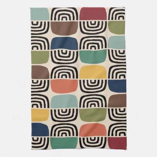 Modernes Atomzeitalter Mitte des Jahrhunderts Geschirrtuch (Vertikal)