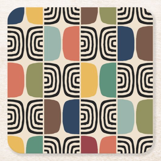 Modernes Atomzeitalter Mitte des Jahrhunderts Rechteckiger Pappuntersetzer (Vorderseite)