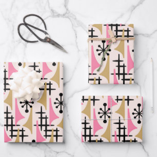 Modernes Atomzeitmuster des Mittelalters Geschenkpapier Set