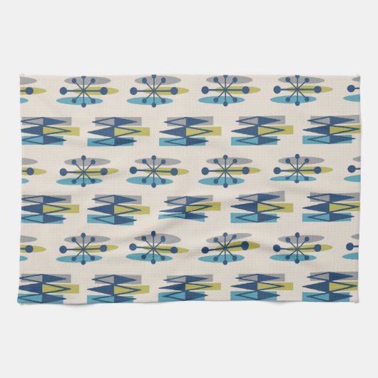 Modernes Atomzeitmuster des Mittelalters Geschirrtuch (Horizontal)