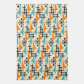 Modernes Atomzeitmuster Mitte des Jahrhunderts Geschirrtuch (Vertikal)