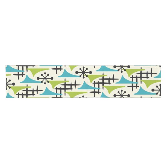 Modernes Atomzeitmuster Mitte des Jahrhunderts Kurzer Tischläufer (Horizontal)