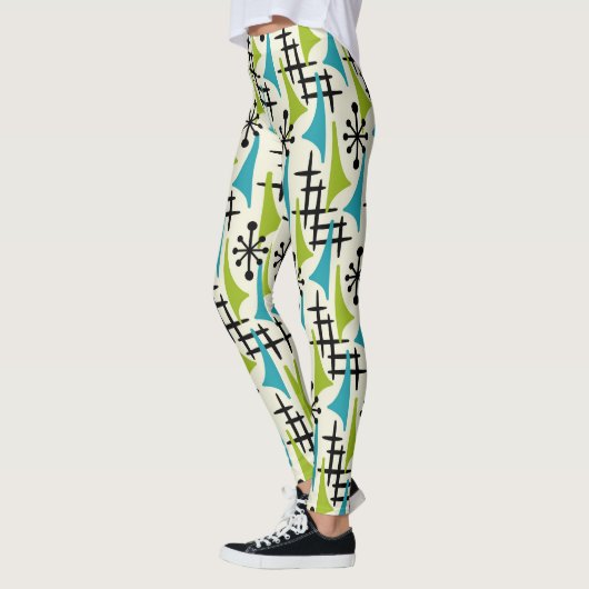 Modernes Atomzeitmuster Mitte des Jahrhunderts Leggings (Links)