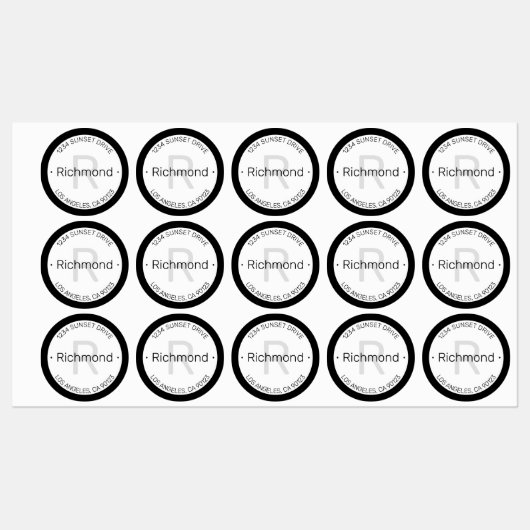 Modernes Aussehen | Black Gray Address Waterproof Etiketten (Blatt)