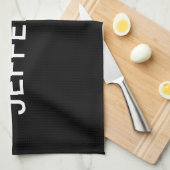 Modernes Aussehen fett Schwarz-weißer Text Geschirrtuch (Viertel Falte)