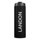 Modernes Aussehen fett Schwarz-weißer Text Thermosbecher (Vorderseite)