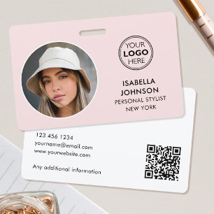 Modernes Ausweis-Foto-Logo-QR-Code-Rosa-Sicherheit Ausweis