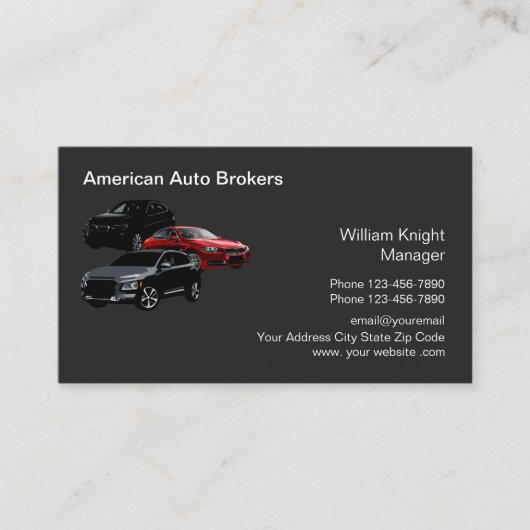 Modernes Auto Broker Thema Visitenkarte (Vorderseite)