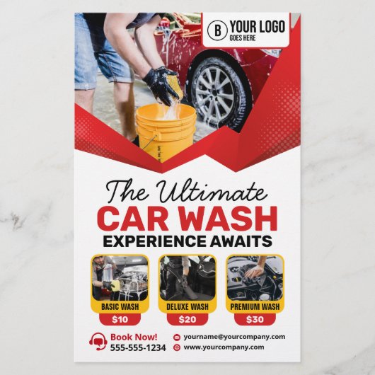 Modernes Auto für Rote Autos im Detail Autopflege Flyer (Vorne)