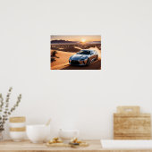Modernes Auto in der Wüste Poster (Küche)
