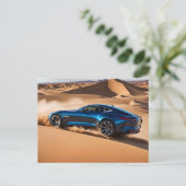 Modernes Auto in der Wüste Postkarte (Stehend Vorderseite)