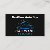 Modernes Auto Wash & Detailing Blue Luxury Style Visitenkarte (Vorderseite)