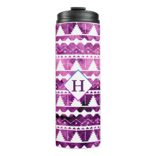 Modernes Aztec Amethyst Geode mit Initial Thermosbecher