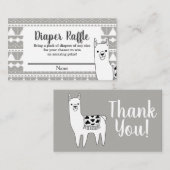 Modernes Aztec Gray & White Llama Diaper Raffle Begleitkarte (Vorne/Hinten)