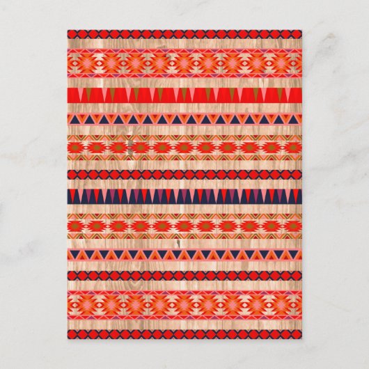 Modernes Aztekenmuster auf Holz Postkarte (Vorderseite)