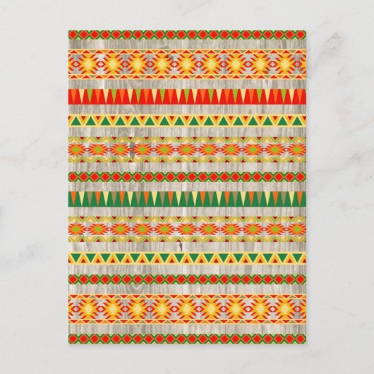 Modernes Aztekenmuster auf Holz Postkarte (Vorderseite)