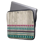 Modernes aztekisches Muster auf Holz Laptopschutzhülle (Vorderseite Links)