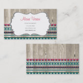 Modernes aztekisches Muster auf Holz Visitenkarte (Vorne/Hinten)