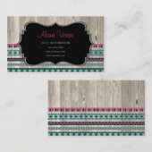 Modernes aztekisches Muster auf Holz Visitenkarte (Vorne/Hinten)