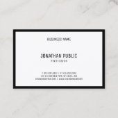 Modernes B&W elegantes Schwarz-weißes schlichtes Visitenkarte (Rückseite)