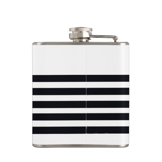 Modernes B & W Strichen Personalisiert Name Chic N Flachmann (Rückseite)