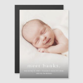 Modernes Baby 3 Foto Geburtserklärung Magneteinladung (Vorne/Hinten)